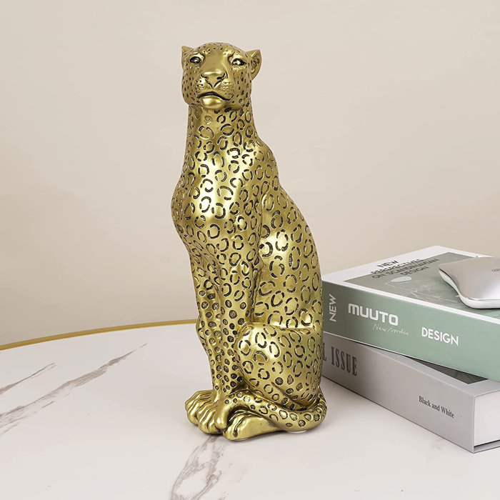 Rosdorf Park Modern Polyresin Cheetah Figurine Home Decor Realistic